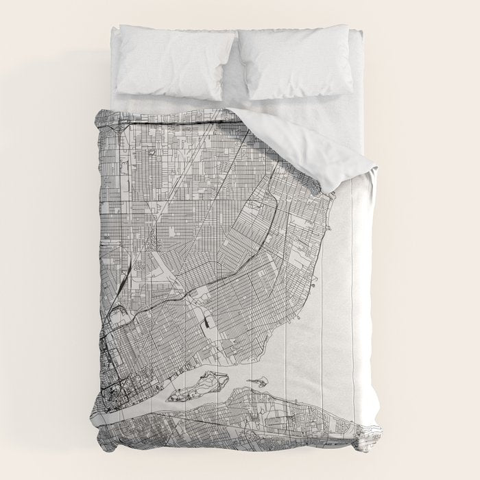 Detroit White Map Comforter Gallery Image 6
