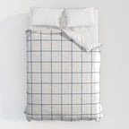 Grid Pattern White Blue Windowpane Graph Check Stripe Lines Minimalist Stripes Line Drawing Comforter Gallery Image 6