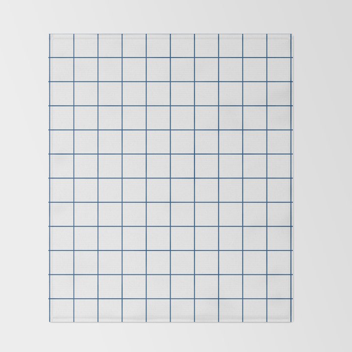 Grid Pattern White Blue Windowpane Graph Check Stripe Lines Minimalist Stripes Line Drawing Throw Blanket Gallery Image 2