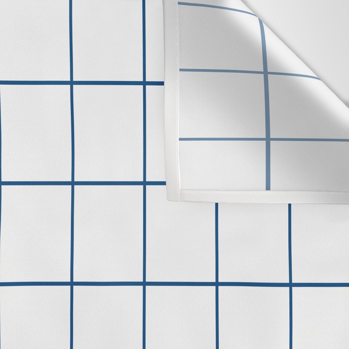 Grid Pattern White Blue Windowpane Graph Check Stripe Lines Minimalist Stripes Line Drawing Wall Tapestry Gallery Image 3