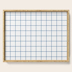 Grid Pattern White Blue Windowpane Graph Check Stripe Lines Minimalist Stripes Line Drawing Serving Tray Gallery Image 1