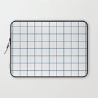 Grid Pattern White Blue Windowpane Graph Check Stripe Lines Minimalist Stripes Line Drawing Laptop Sleeve Gallery Image 1