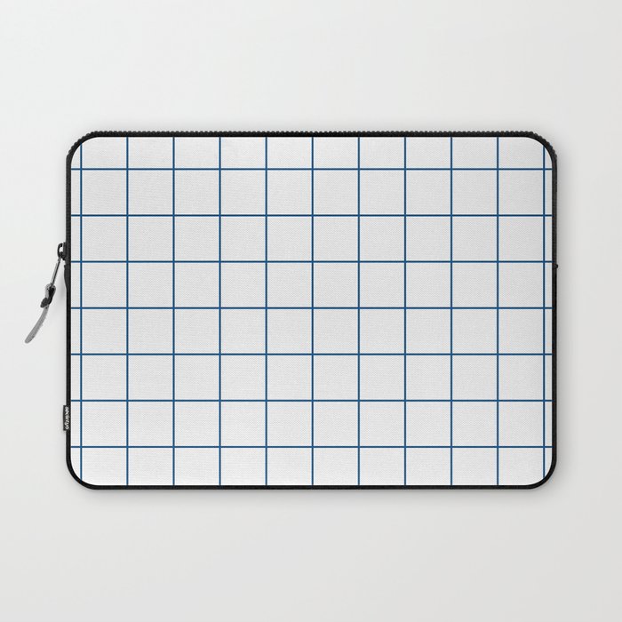 Grid Pattern White Blue Windowpane Graph Check Stripe Lines Minimalist Stripes Line Drawing Laptop Sleeve Gallery Image 1