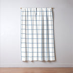 Grid Pattern White Blue Windowpane Graph Check Stripe Lines Minimalist Stripes Line Drawing Window Curtain Gallery Image 3