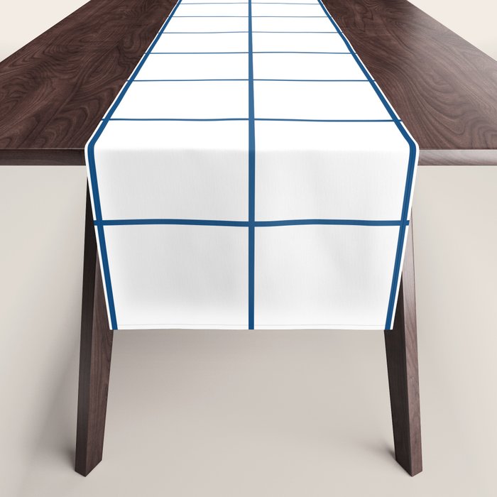 Grid Pattern White Blue Windowpane Graph Check Stripe Lines Minimalist Stripes Line Drawing Table Runner Gallery Image 1