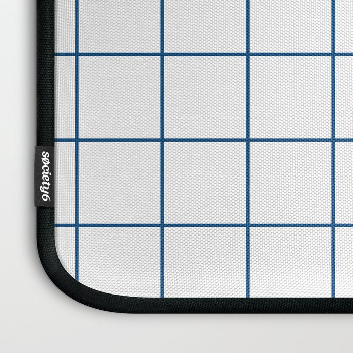 Grid Pattern White Blue Windowpane Graph Check Stripe Lines Minimalist Stripes Line Drawing Laptop Sleeve Gallery Image 3