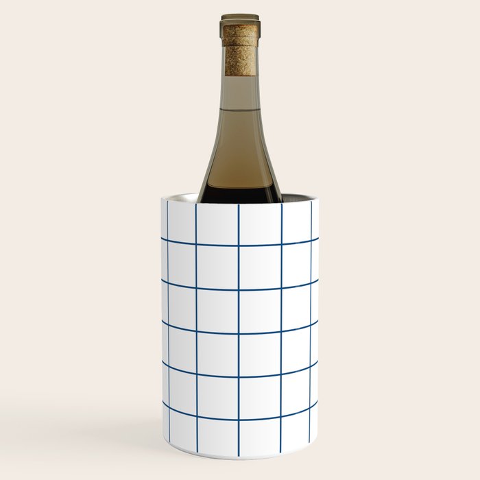 Grid Pattern White Blue Windowpane Graph Check Stripe Lines Minimalist Stripes Line Drawing Wine Chiller Gallery Image 1