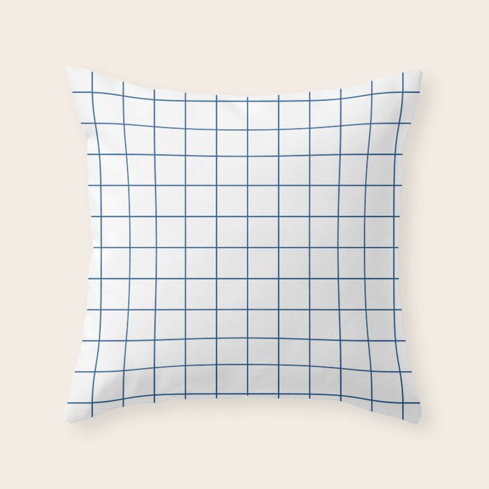 Grid Pattern White Blue Windowpane Graph Check Stripe Lines Minimalist Stripes Line Drawing Throw Pillow Gallery Image 1