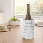 Grid Pattern White Blue Windowpane Graph Check Stripe Lines Minimalist Stripes Line Drawing Wine Chiller Gallery Image 4