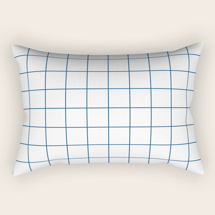 Grid Pattern White Blue Windowpane Graph Check Stripe Lines Minimalist Stripes Line Drawing Rectangular Pillow Gallery Image 2