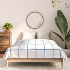 Grid Pattern White Blue Windowpane Graph Check Stripe Lines Minimalist Stripes Line Drawing Comforter Gallery Image 3