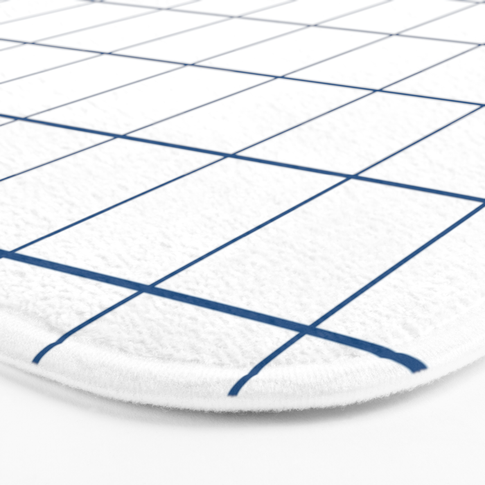 Grid Pattern White Blue Windowpane Graph Check Stripe Lines Minimalist Stripes Line Drawing Bath Mat Gallery Image 3