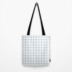 Grid Pattern White Blue Windowpane Graph Check Stripe Lines Minimalist Stripes Line Drawing Tote Bag Gallery Image 2