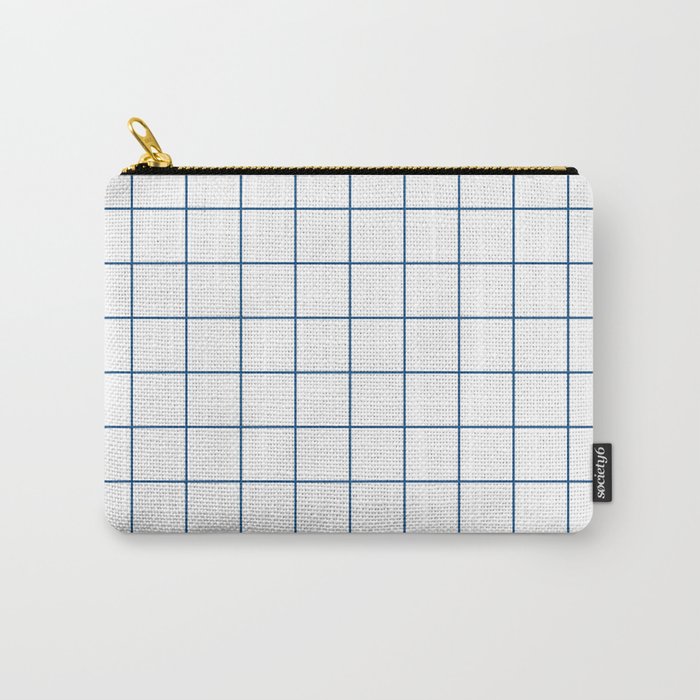 Grid Pattern White Blue Windowpane Graph Check Stripe Lines Minimalist Stripes Line Drawing Carry All Pouch Gallery Image 1