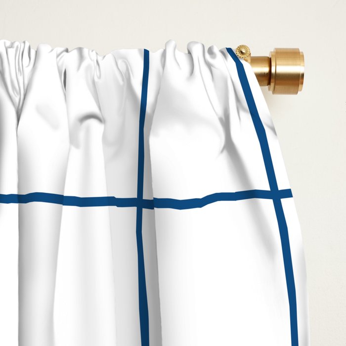 Grid Pattern White Blue Windowpane Graph Check Stripe Lines Minimalist Stripes Line Drawing Window Curtain Gallery Image 2