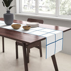 Grid Pattern White Blue Windowpane Graph Check Stripe Lines Minimalist Stripes Line Drawing Table Runner Gallery Image 2