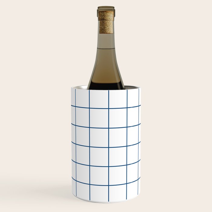 Grid Pattern White Blue Windowpane Graph Check Stripe Lines Minimalist Stripes Line Drawing Wine Chiller Gallery Image 2