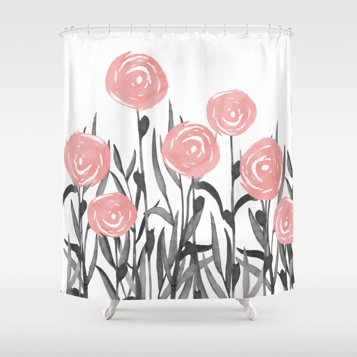 Abstract, Flower Garden, Watercolor, Floral Prints Shower Curtain Gallery Image 1
