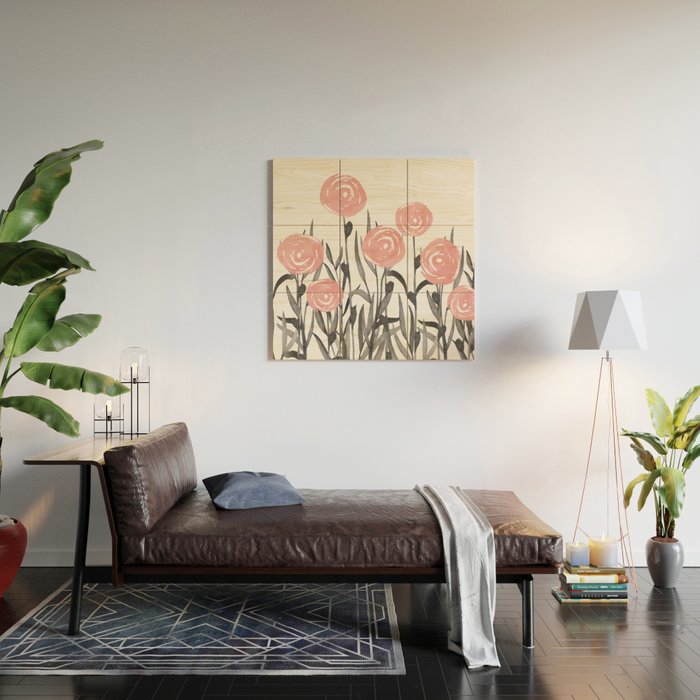 Abstract, Flower Garden, Watercolor, Floral Prints Wood Wall Art Gallery Image 2