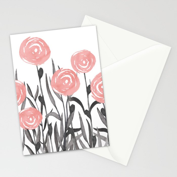 Abstract, Flower Garden, Watercolor, Floral Prints Stationery Card Gallery Image 2