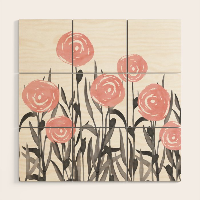 Abstract, Flower Garden, Watercolor, Floral Prints Wood Wall Art Gallery Image 1