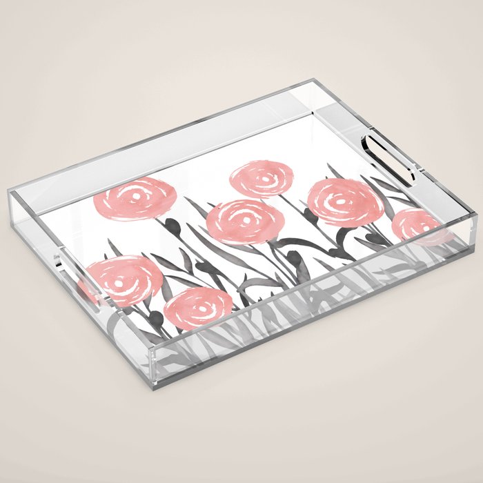 Abstract, Flower Garden, Watercolor, Floral Prints Acrylic Tray Gallery Image 1