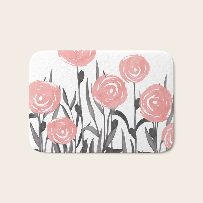 Abstract, Flower Garden, Watercolor, Floral Prints Bath Mat Gallery Image 1