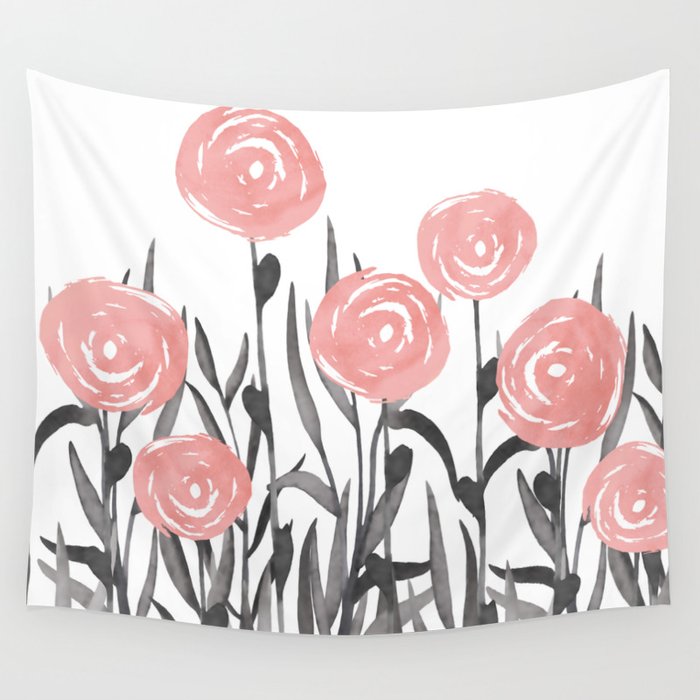Abstract, Flower Garden, Watercolor, Floral Prints Wall Tapestry Gallery Image 4