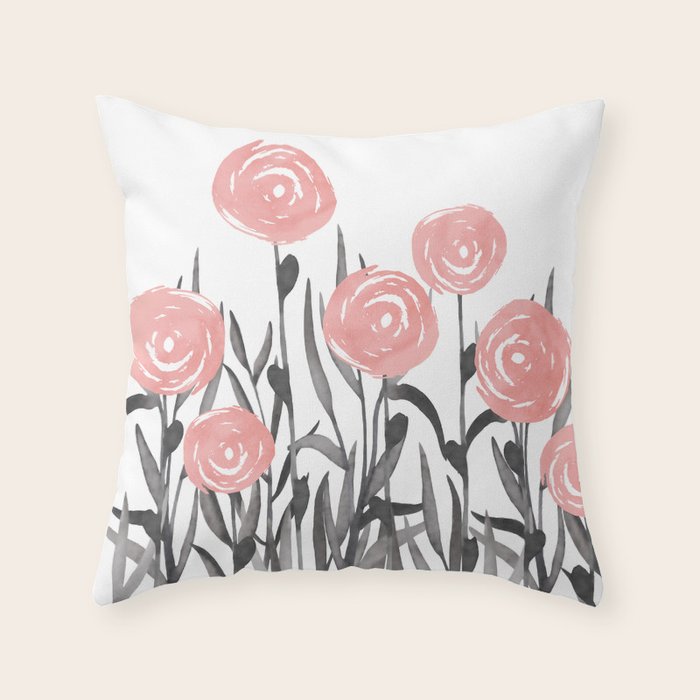 Abstract, Flower Garden, Watercolor, Floral Prints Throw Pillow Gallery Image 6