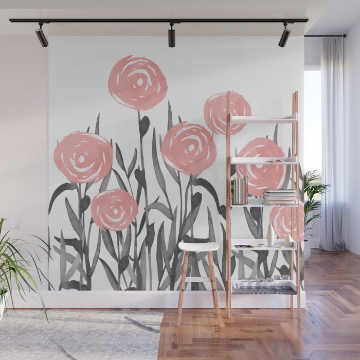 Abstract, Flower Garden, Watercolor, Floral Prints Wall Mural Gallery Image 1