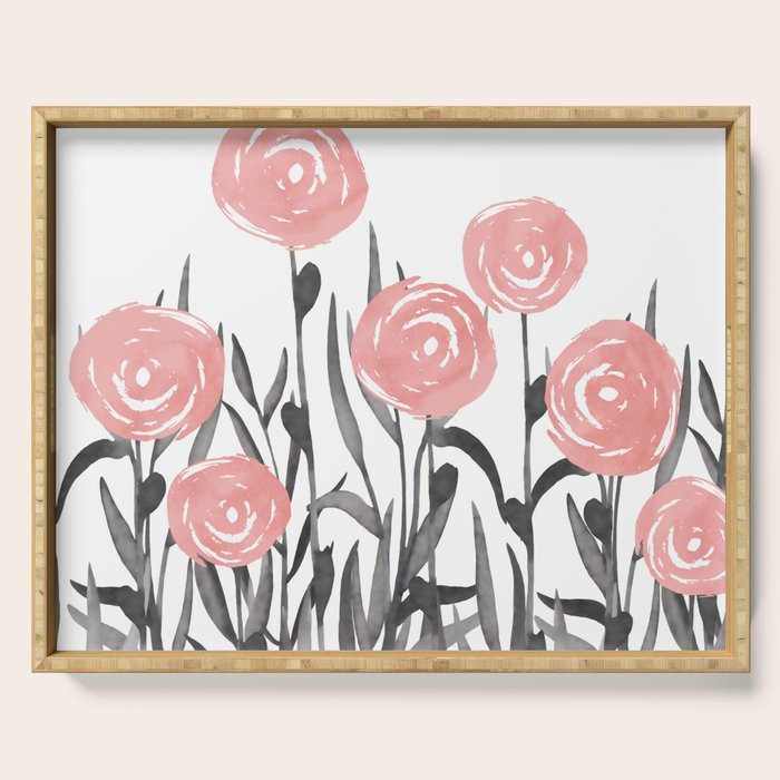 Abstract, Flower Garden, Watercolor, Floral Prints Serving Tray Gallery Image 1