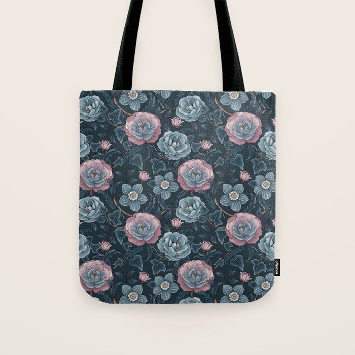 Dark Floral Elegance Tote Bag Gallery Image 1