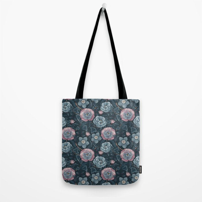 Dark Floral Elegance Tote Bag Gallery Image 2
