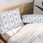 Coastal Fish Stripes Vintage Contemporary Pattern in Light Blue and White Pillow Sham Gallery Image 2