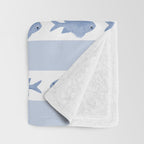 Coastal Fish Stripes Vintage Contemporary Pattern in Light Blue and White Throw Blanket Gallery Image 3