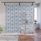 Coastal Fish Stripes Vintage Contemporary Pattern in Light Blue and White Wall Mural Gallery Image 1