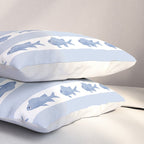 Coastal Fish Stripes Vintage Contemporary Pattern in Light Blue and White Pillow Sham Gallery Image 3