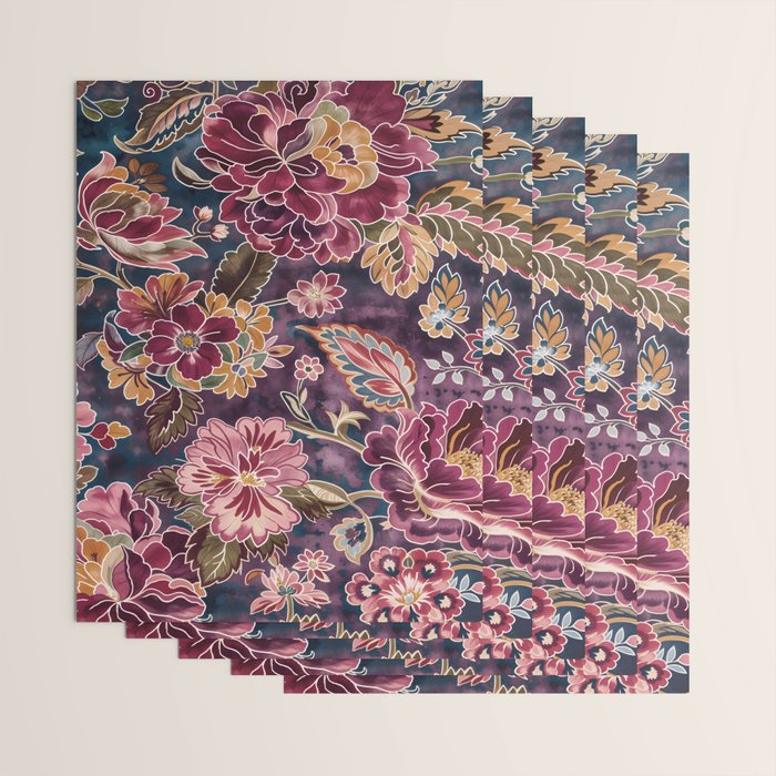Exotic Plum Bohemian Floral Wrapping Paper Gallery Image 3