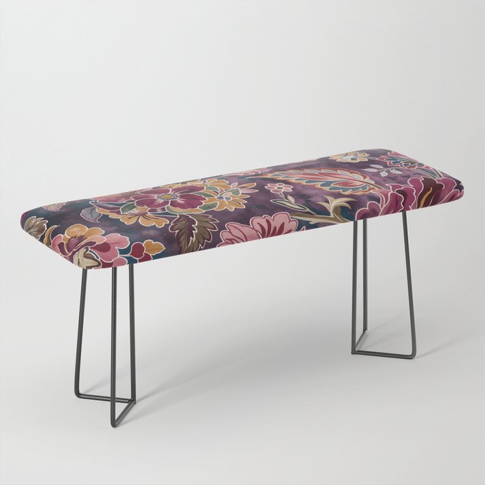 Exotic Plum Bohemian Floral Bench Gallery Image 1