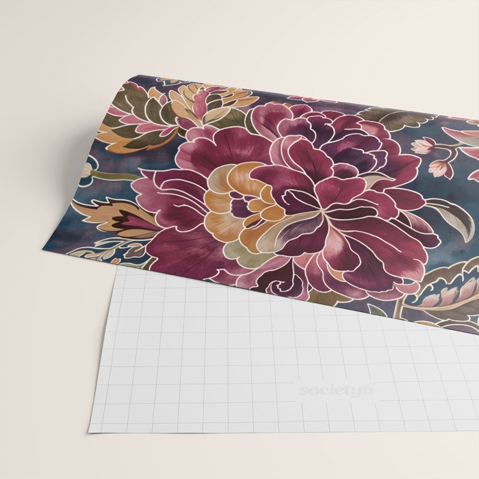 Exotic Plum Bohemian Floral Wrapping Paper Gallery Image 2