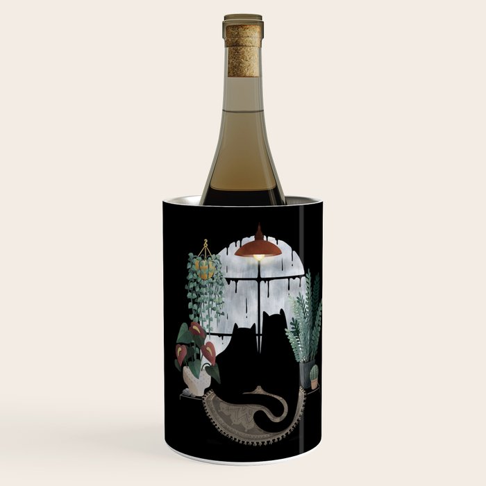 Rainy Day Cats on Black Wine Chiller Gallery Image 3