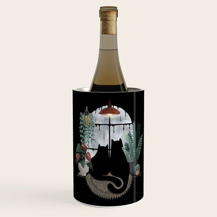 Rainy Day Cats on Black Wine Chiller Gallery Image 2