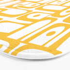 Mid Century Modern Piquet Geometric Multi Pattern in Muted Mustard Yellow and White Bath Mat Gallery Image 3