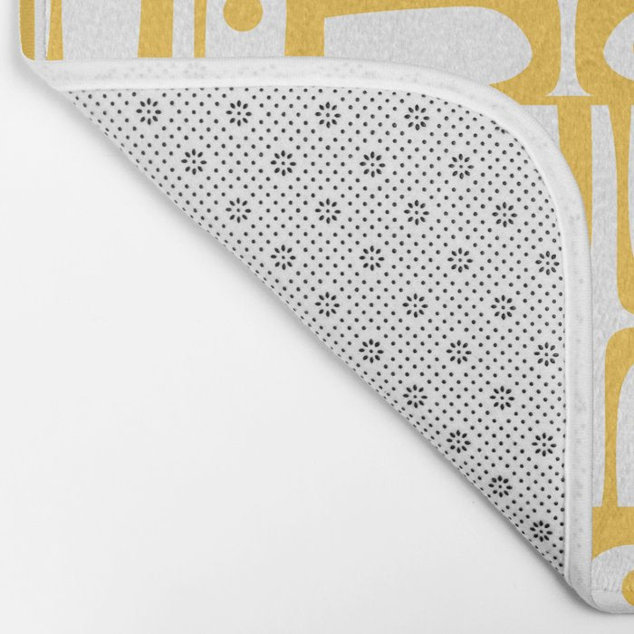Mid Century Modern Piquet Geometric Multi Pattern in Muted Mustard Yellow and White Bath Mat Gallery Image 2