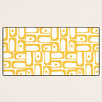 Mid Century Modern Piquet Geometric Multi Pattern in Muted Mustard Yellow and White Desk Mat Gallery Image 3