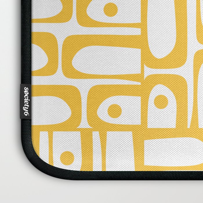 Mid Century Modern Piquet Geometric Multi Pattern in Muted Mustard Yellow and White Laptop Sleeve Gallery Image 3