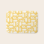 Mid Century Modern Piquet Geometric Multi Pattern in Muted Mustard Yellow and White Bath Mat Gallery Image 1