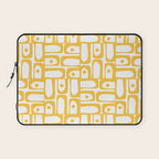Mid Century Modern Piquet Geometric Multi Pattern in Muted Mustard Yellow and White Laptop Sleeve Gallery Image 1