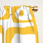 Mid Century Modern Piquet Geometric Multi Pattern in Muted Mustard Yellow and White Window Curtain Gallery Image 2