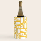 Mid Century Modern Piquet Geometric Multi Pattern in Muted Mustard Yellow and White Wine Chiller Gallery Image 1